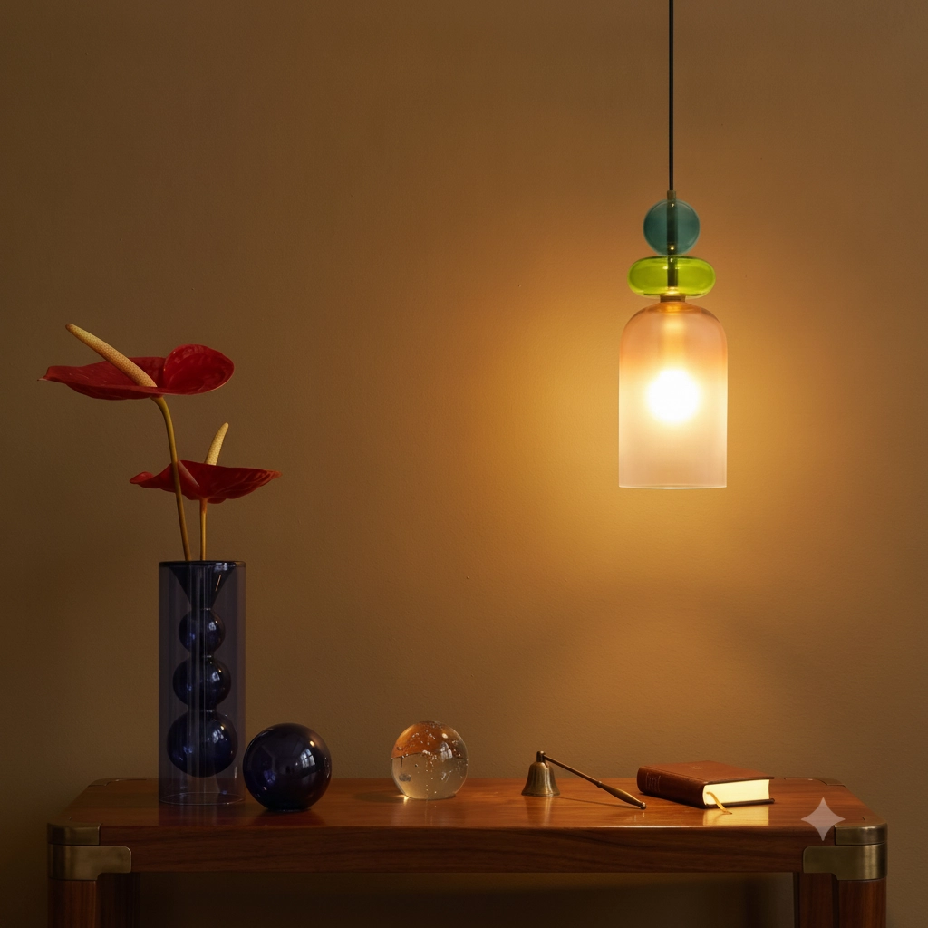Gekleurde hanglamp Murano oranje