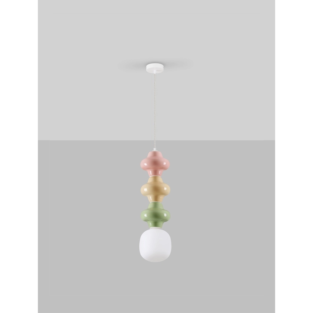Hanglamp Clio L wit glas met gekleurd keramiek Lyora 5212017461315