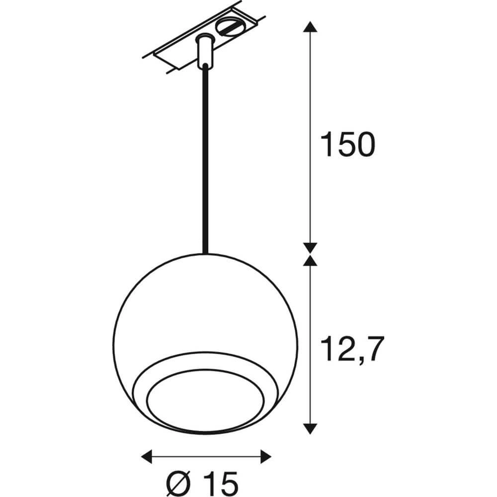 Hanglamp voor rail Light Eye 150 zwart 1-fase Ø 15cm SLV 4024163295529