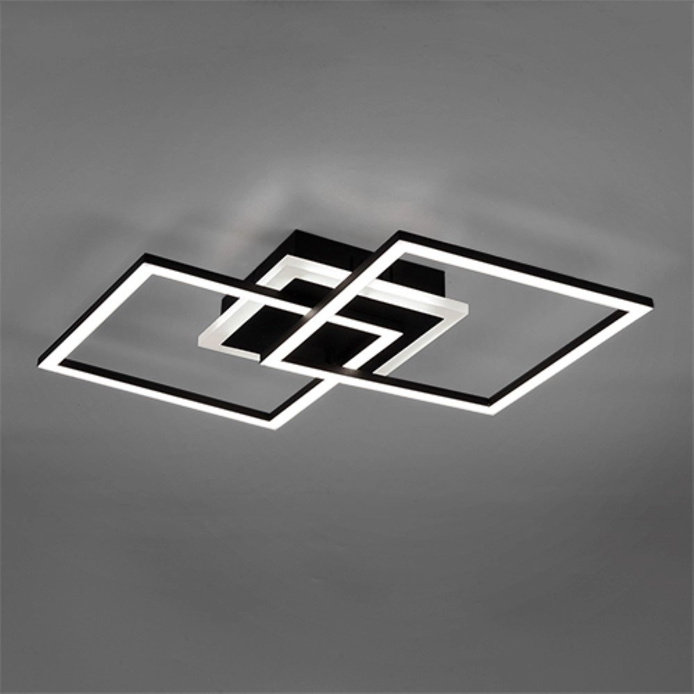 Vierkante plafondlamp Venida 57cm zwart Trio 4017807445084