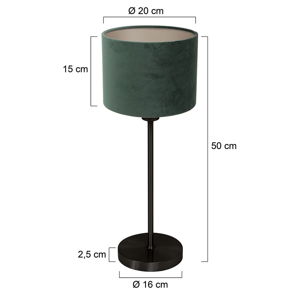 Zwarte tafellamp Noor met groene kap Steinhauer 8712746182217