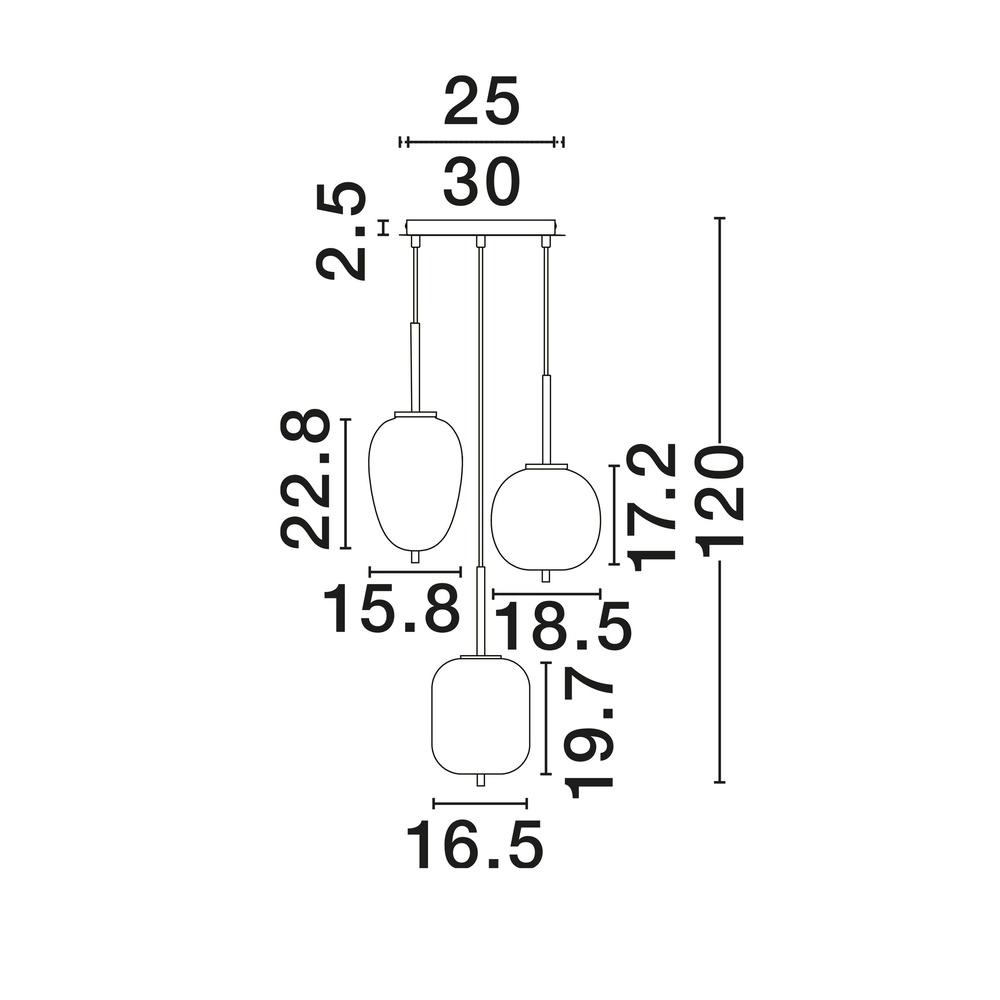 Hanglamp Lato 3-lichts zwart met wit Lyora 5212017434647