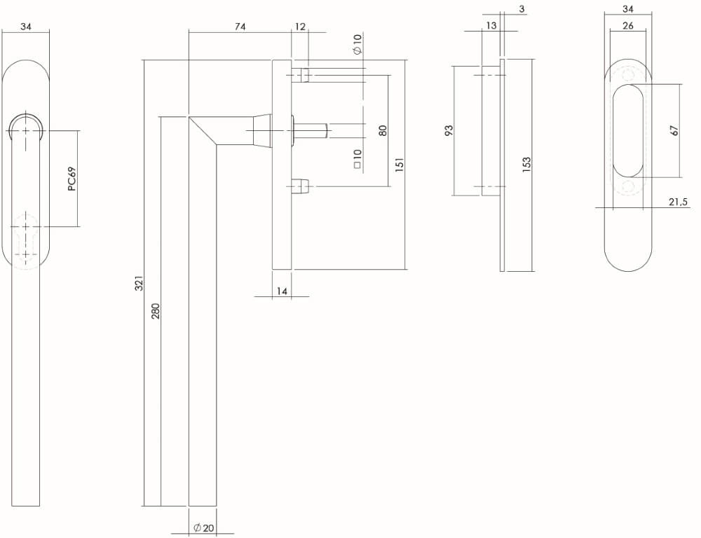 Schuifdeurbeslag Slydo hoek RVS met profielcilinder Intersteel 8714186083949