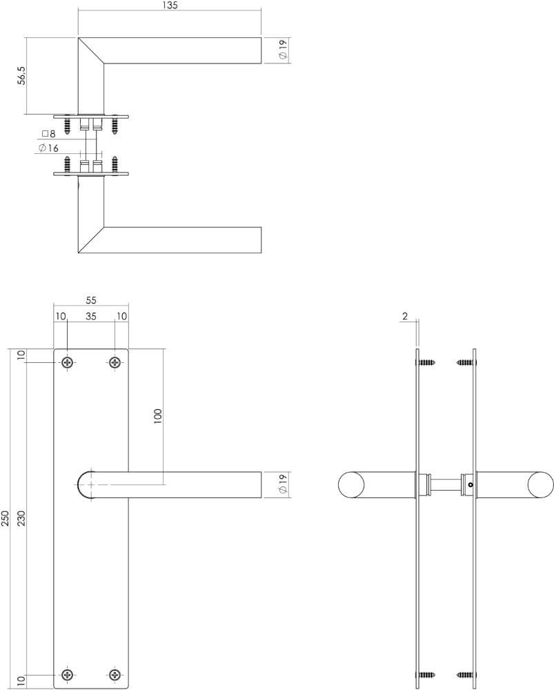 Strakke deurklink Jura blind zwart Intersteel 8714186489574