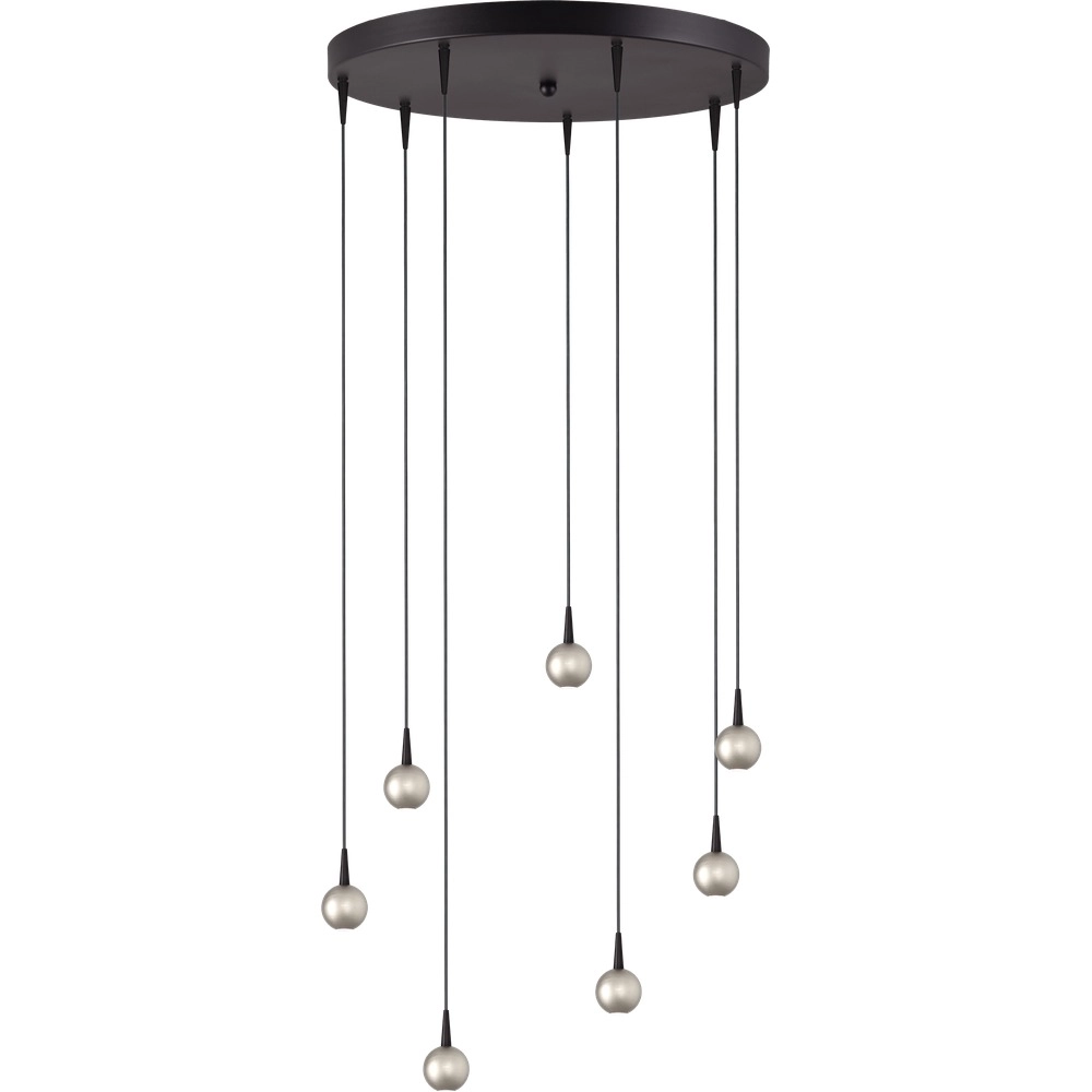 7-lichts hanglamp Talana zwart met nikkel Ø 50cm DTW