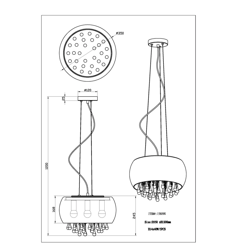 Hanglamp Kalla Ø 35cm chroom Globo 9007371385706