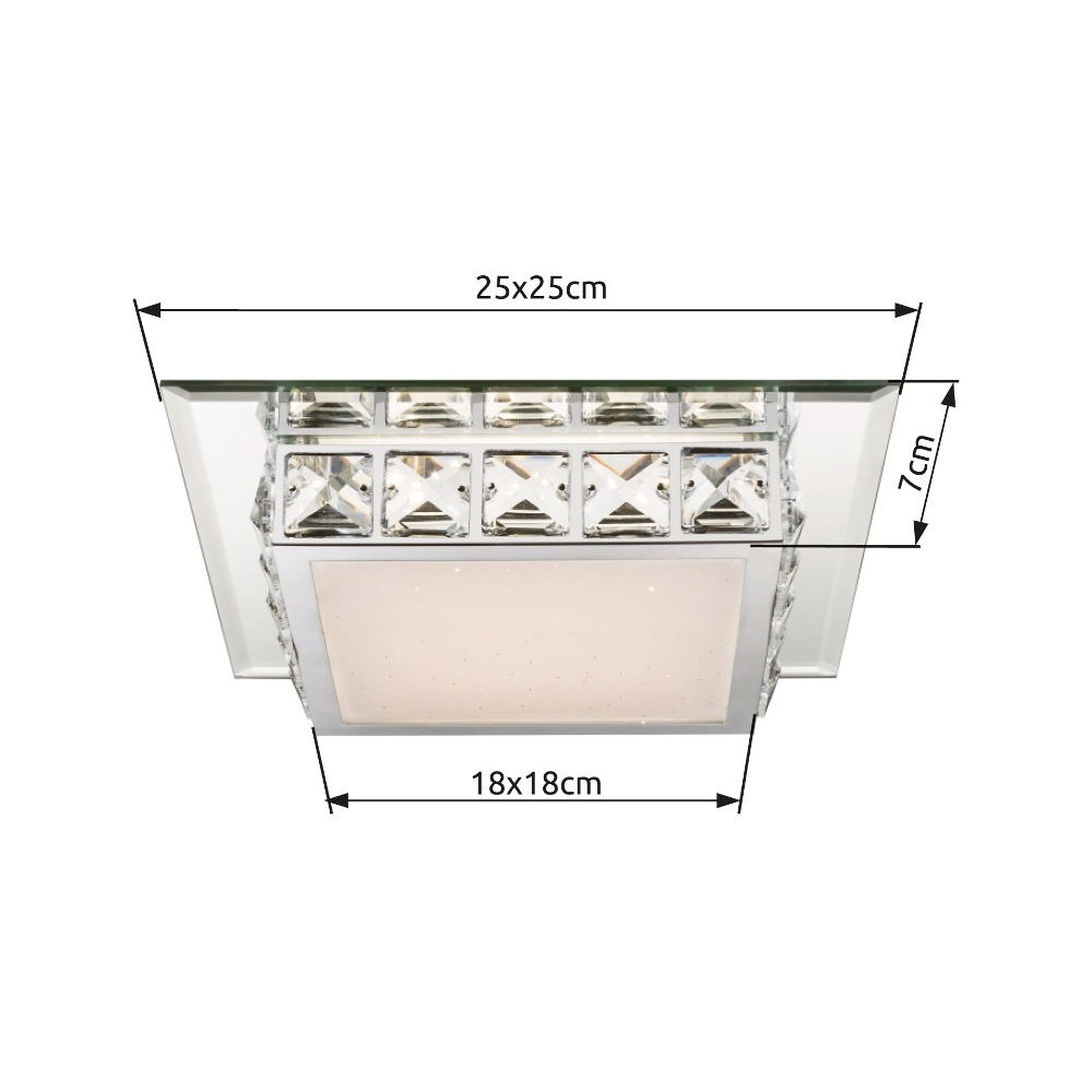 Vierkante plafondlamp Margo chroom Globo 9007371324705