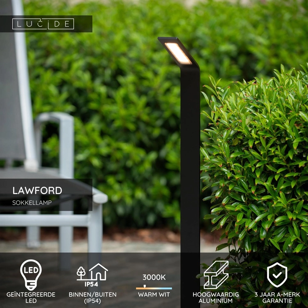 Design tuinlamp Lawford 80,5cm zwart Lucide 5411212290502