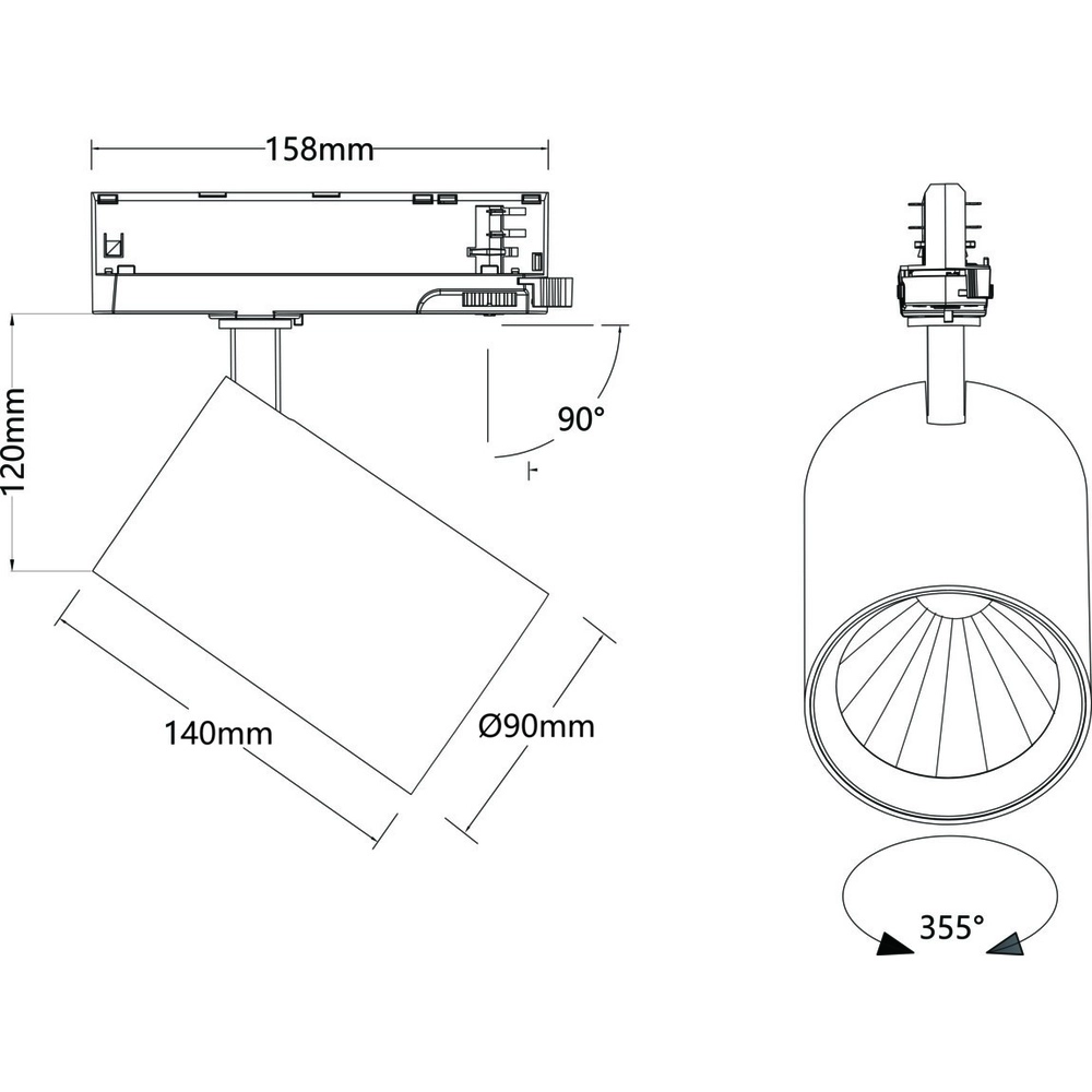 Witte Trackspot voor rail 3-fase 33W - 3000K - 60° SLV 4024163319737