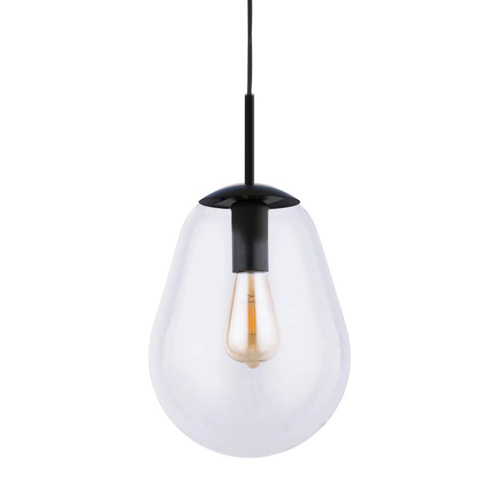 Ø 22cm hanglamp Pear Small zwart met helder glas