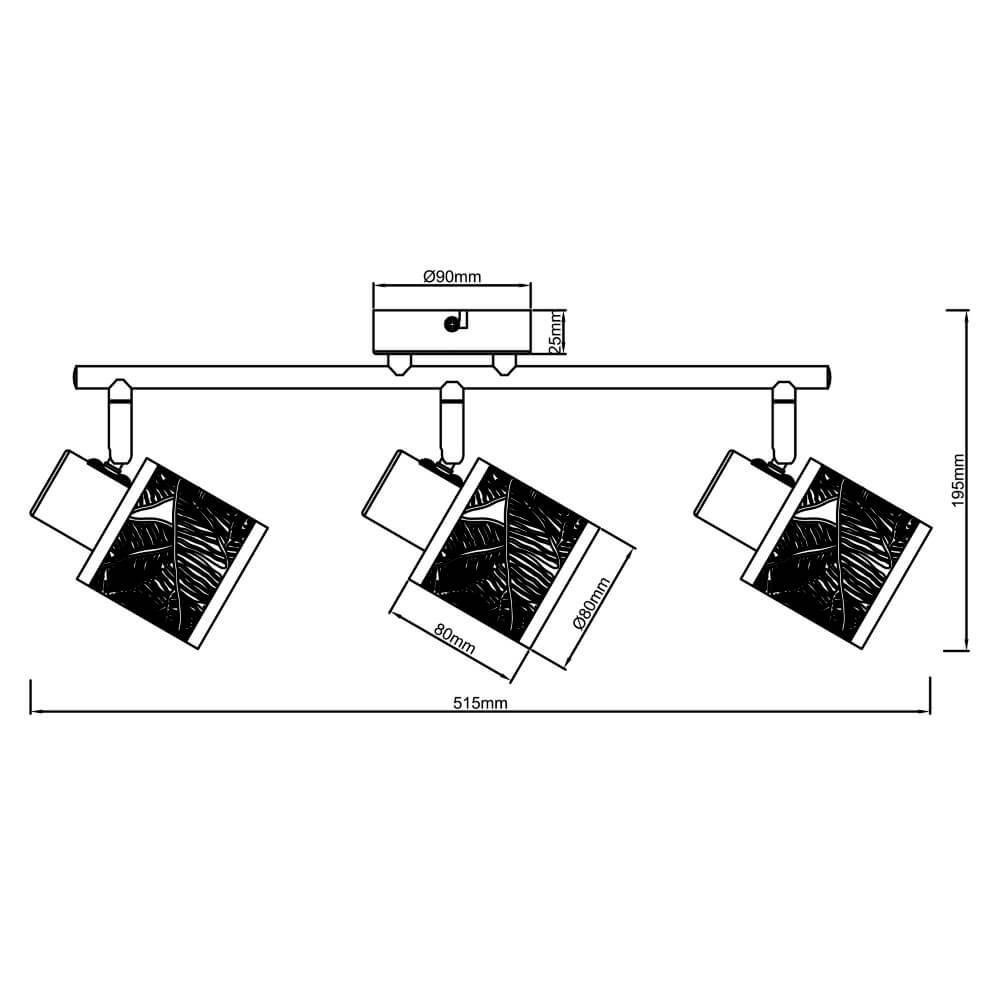 Zwarte plafondlamp Bano 3-lichts Brilliant 4004353413483