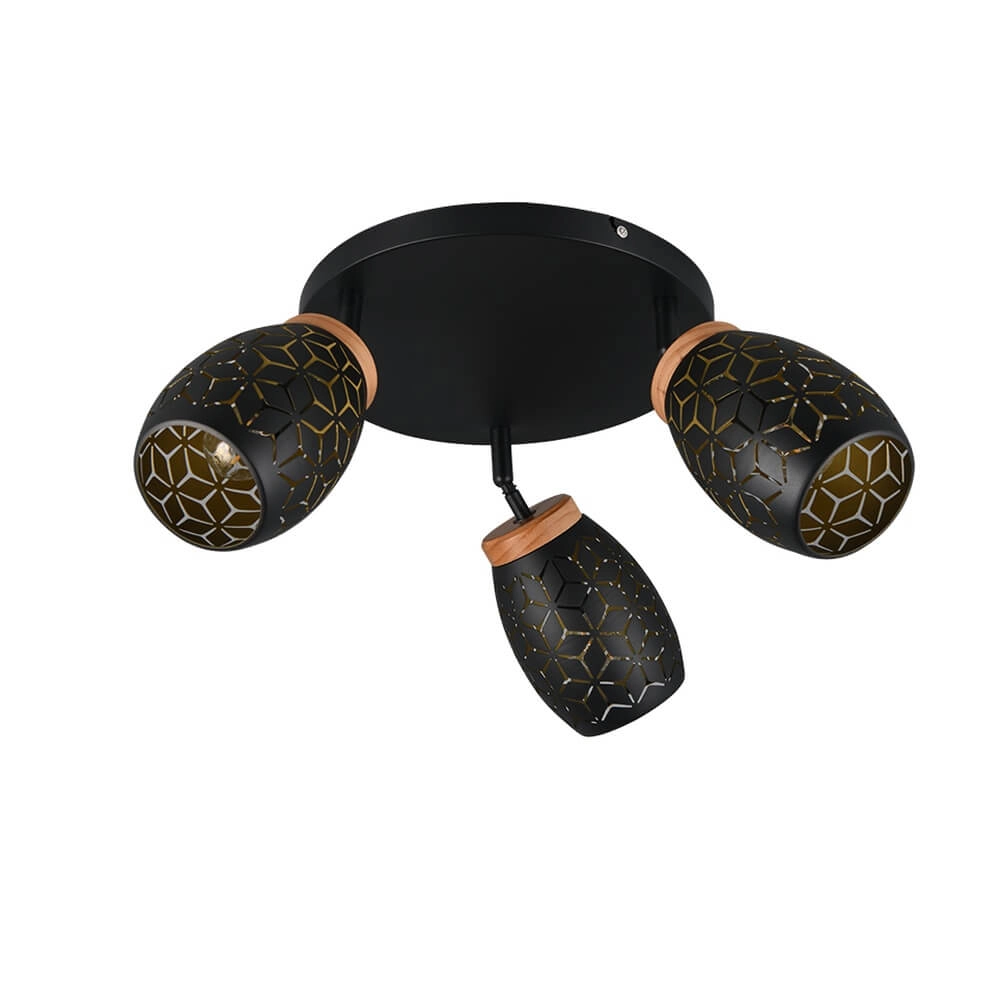 3-lichts opbouwspot Bidar zwart Trio 4017807629996