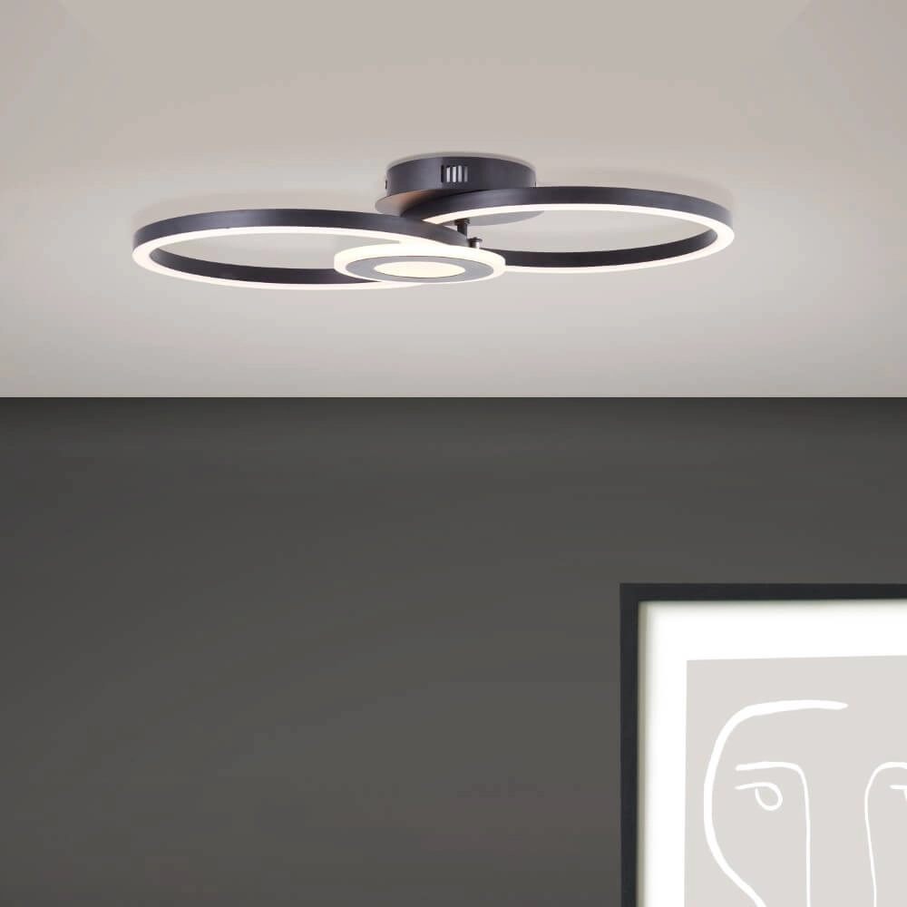 Plafondlamp Bray rond zwart Brilliant 4004353420023