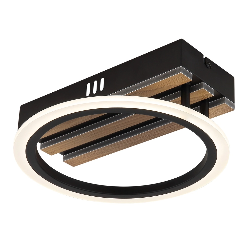 Plafondlamp Blevins zwart met hout