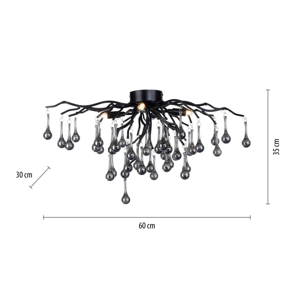 Kroonluchter Icicle zwart 60cm Paul Neuhaus 4012248377574