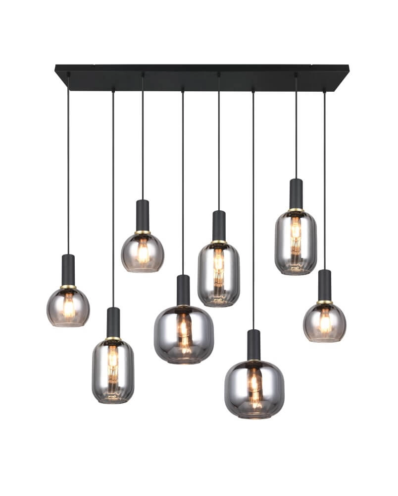 Eetkamer hanglamp Diva 8-lichts - smoke glas Trio 4017807614589