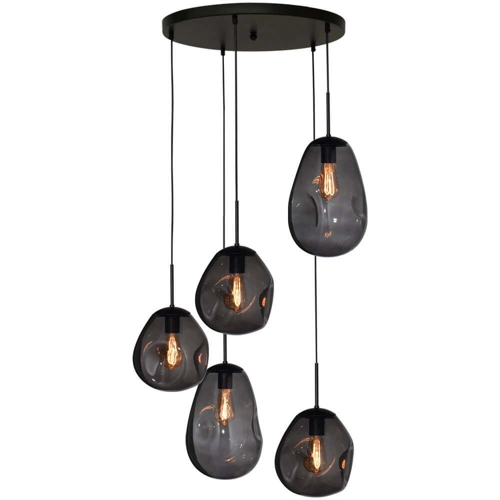 Vide hanglamp Lava 5x smoke glas