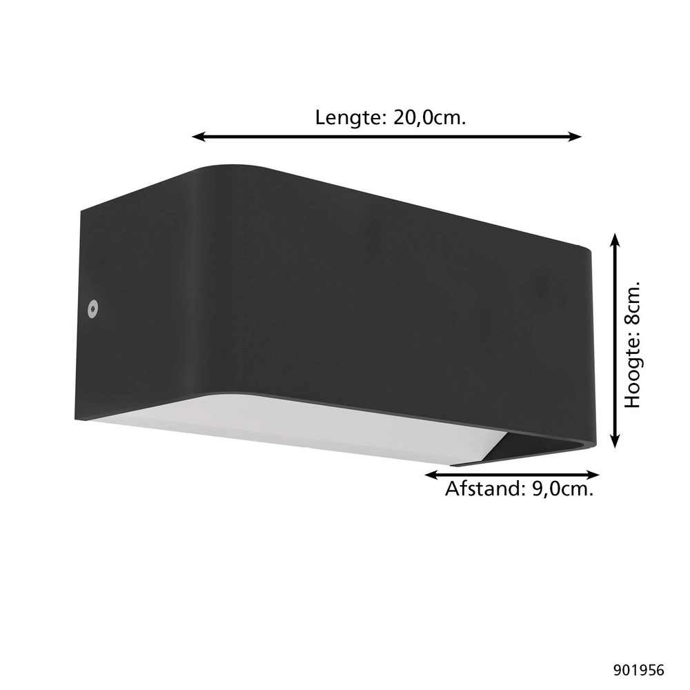 Slimme muurlamp Sania-Z zwart - led - 20cm Eglo 9008606361670