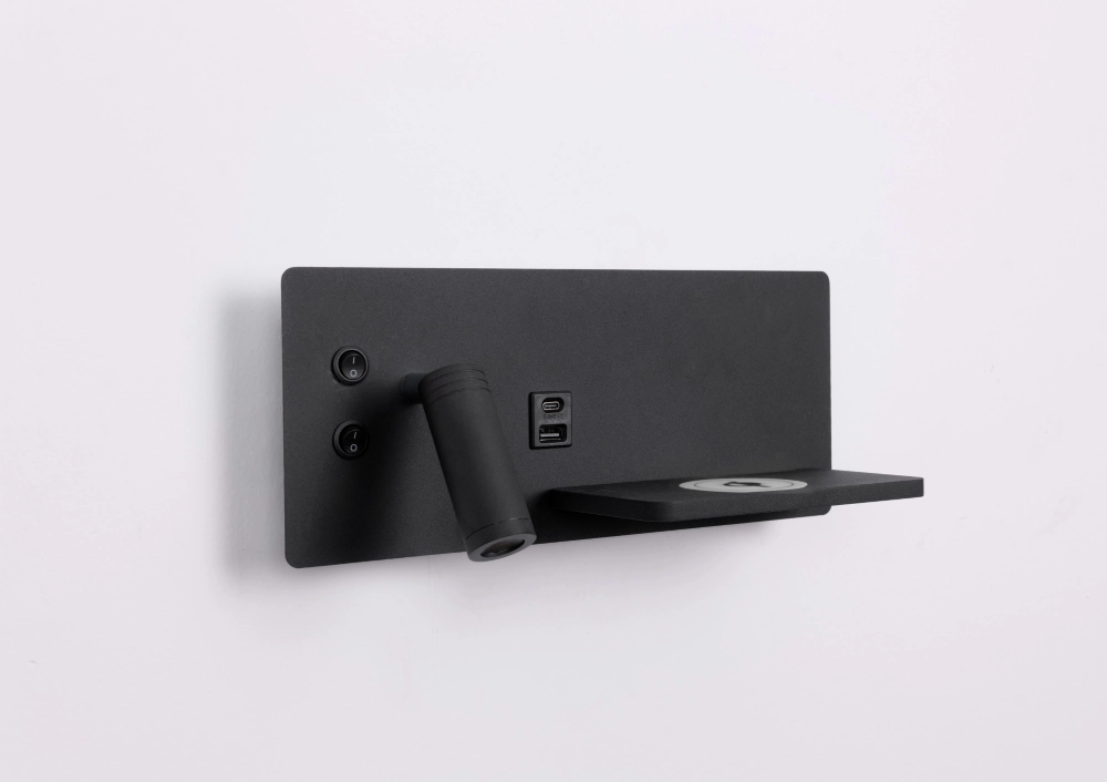 Bedlampje Charge links zwart met draadloze oplader Artdelight 8720701103672