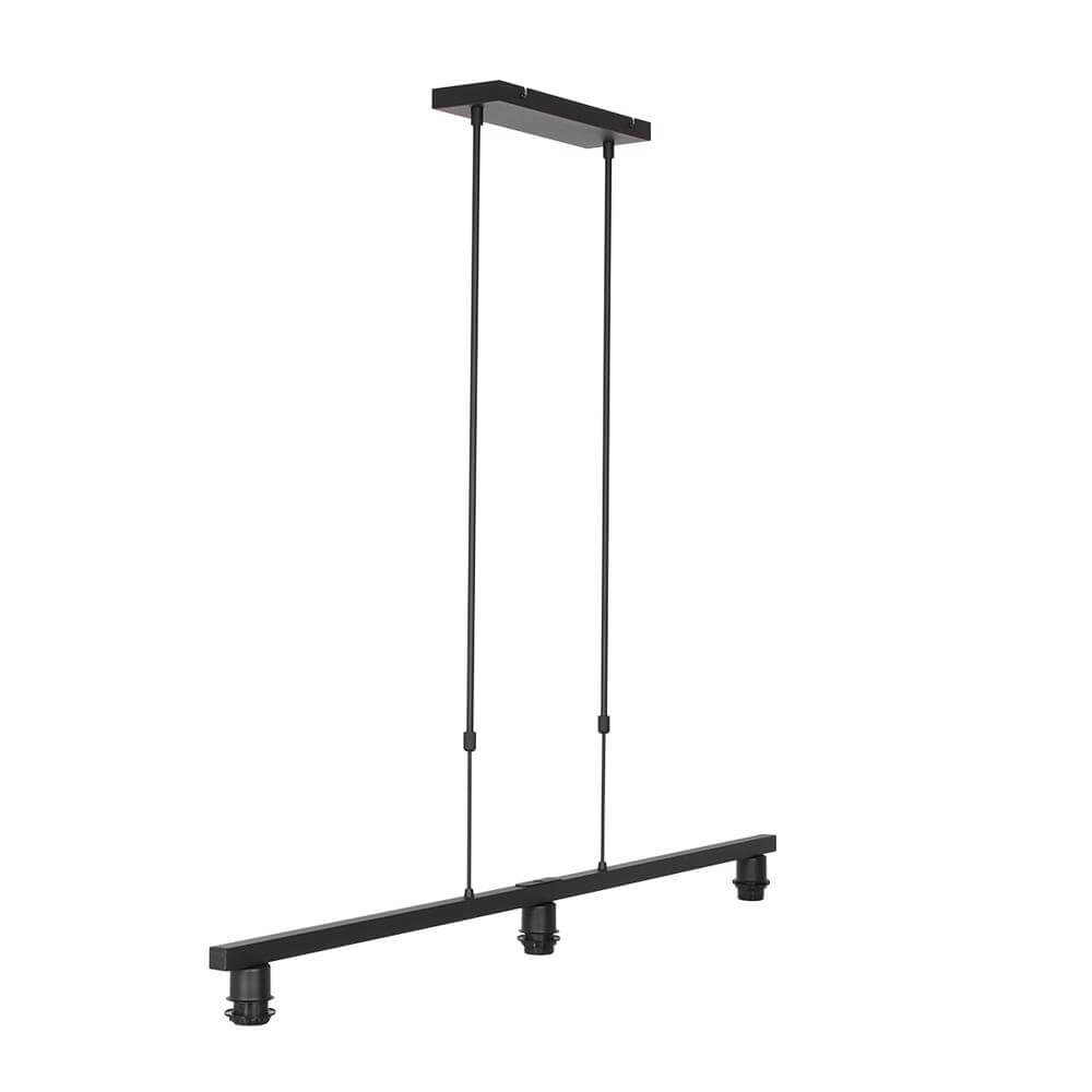 3-lichts hanglamp Stang zwart met strokleur kappen Steinhauer 8712746172430