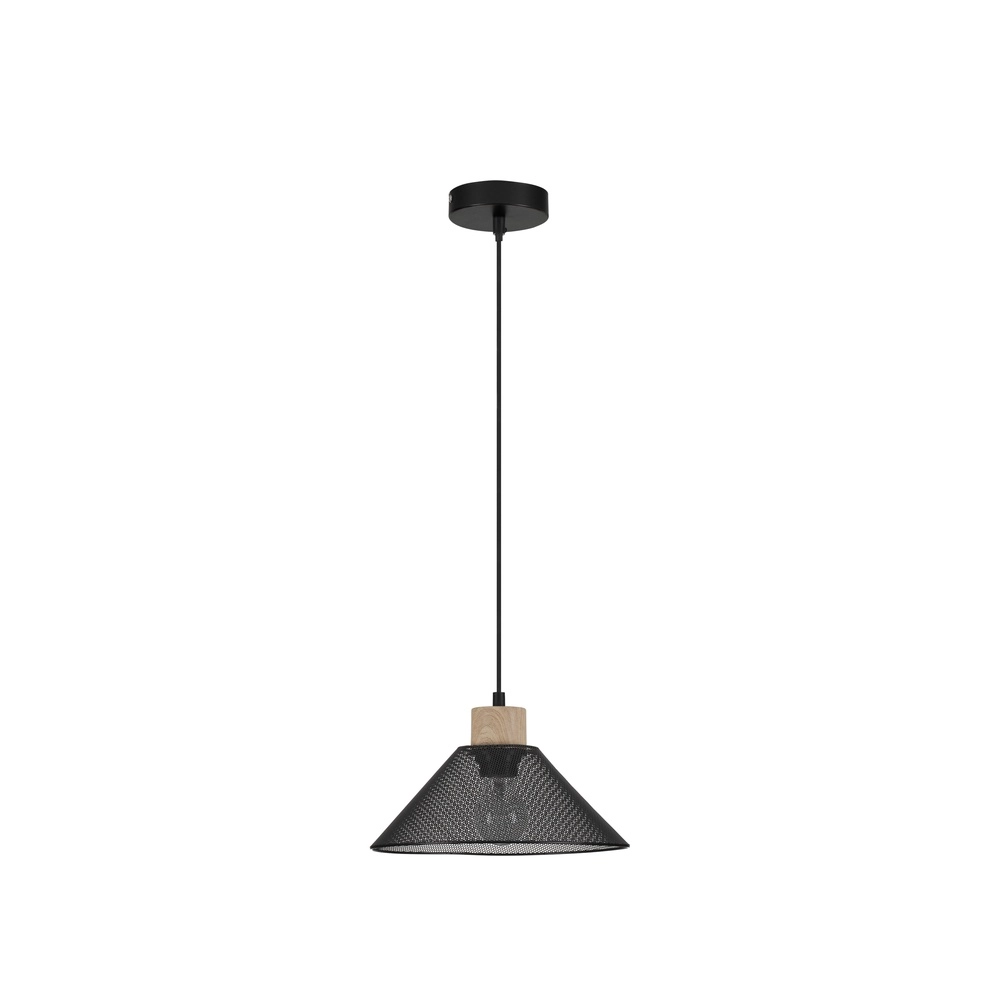 Design hanglamp Ian zwart met hout Lyora 5212017436245