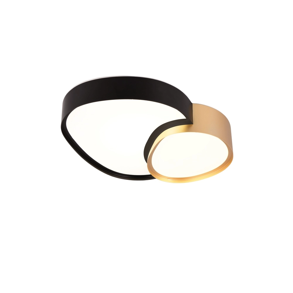 Organische plafonniere Rise 43,5cm zwart met goud Trio 4017807600599