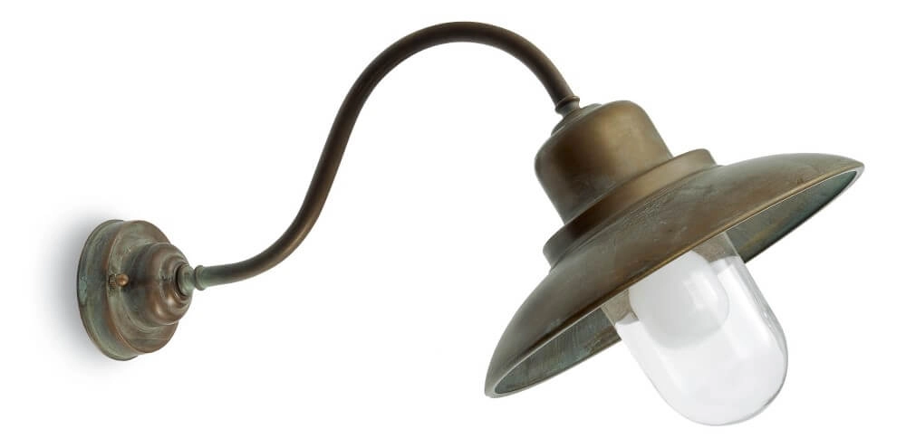 Schuine wandlamp Patio verouderd messing