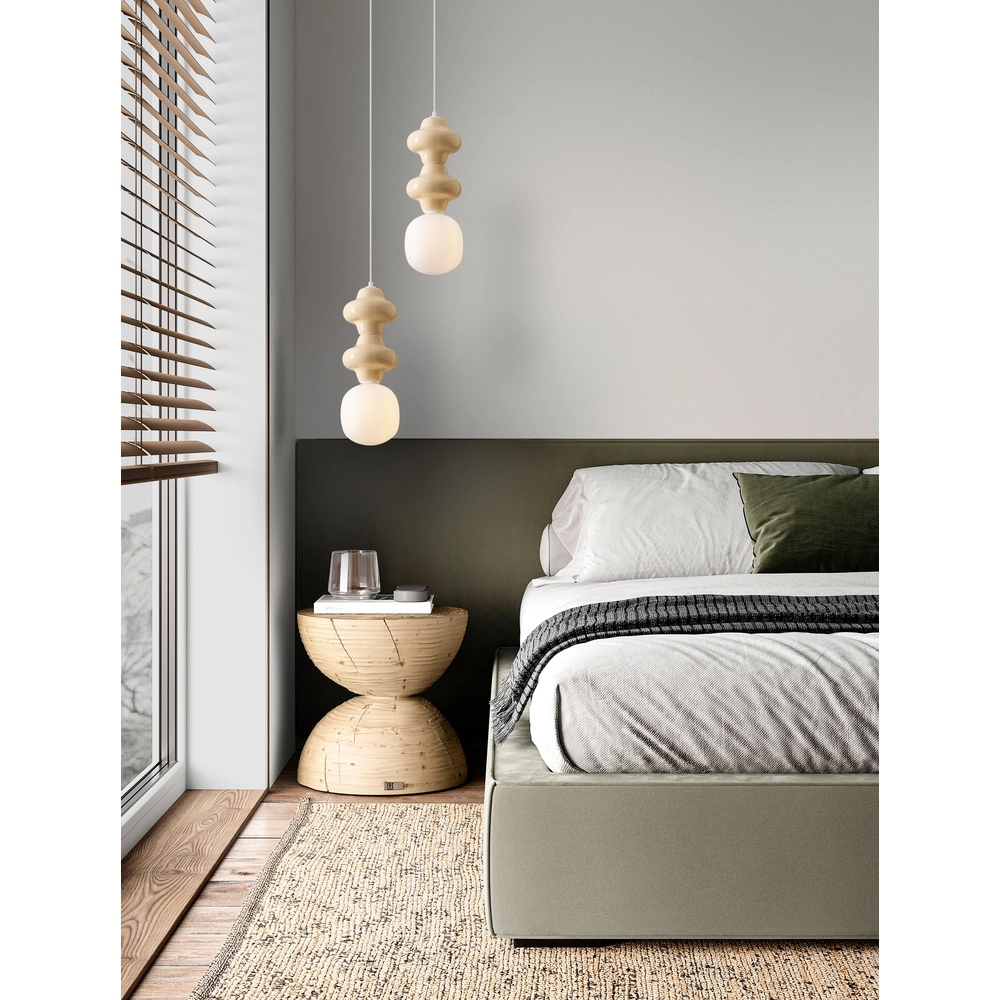 Hanglamp Clio M geel keramiek met wit glas Lyora 5212017461223