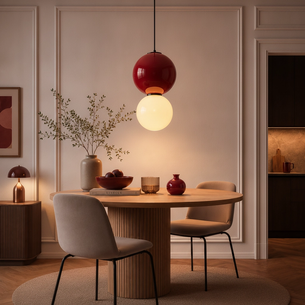Hanglamp Noesis Ø 25cm bordeaux rood met wit
