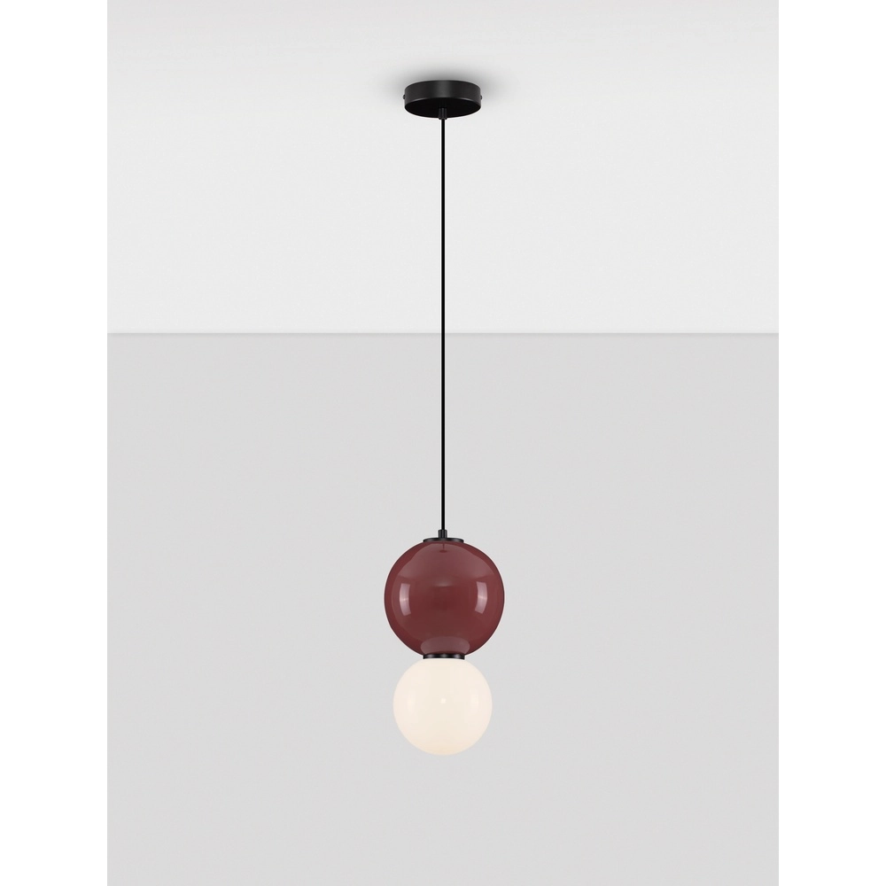 Hanglamp Noesis Ø 18cm bordeaux rood met wit Lyora 5212017483669