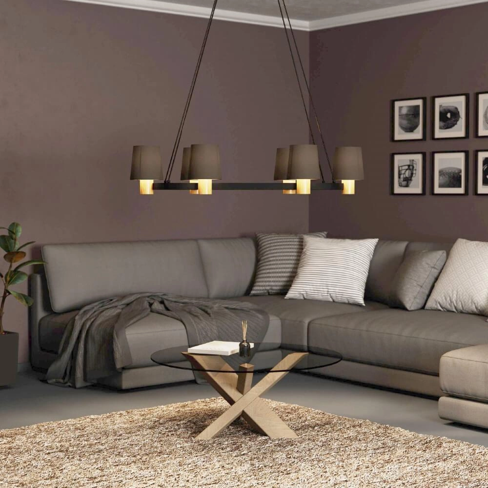 Hanglamp Edale 108x51 cm - met bruine kapjes Eglo 9002759437824