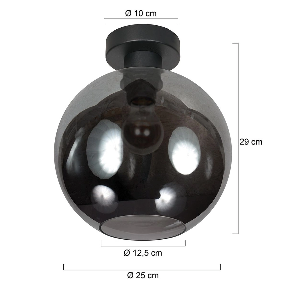 Plafondlamp Bloeba bol smoke glas Ø 30cm Steinhauer 8712746181111