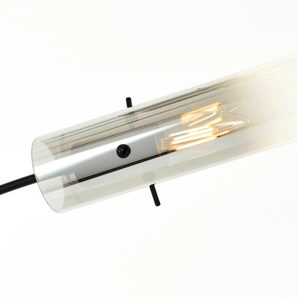 Vloerlamp Glasini zwart met smoke glas Brilliant 4004353429545