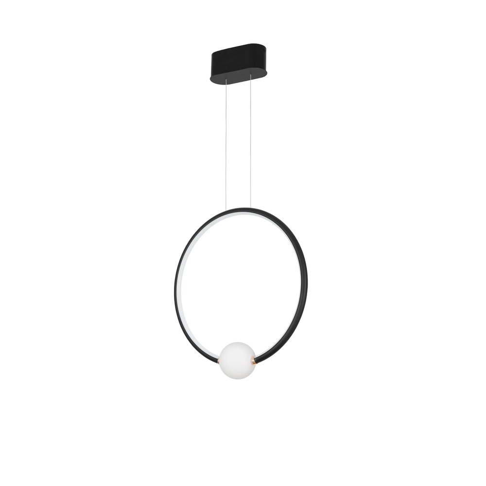 Hanglamp Celia zwart met wit rond Lyora 5212017429377