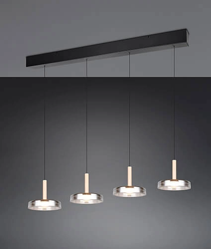 4-lichts led hanglamp Celeste smoke glas Trio 4017807616903