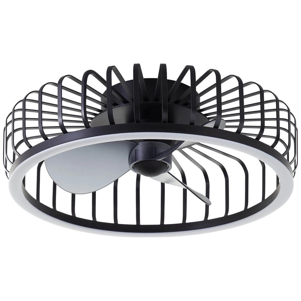 Draadlamp plafondventilator Capo zwart Brilliant 4004353453410