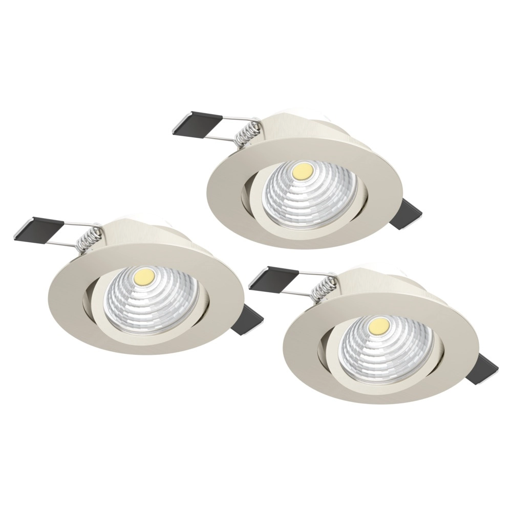 Set van 3 inbouwspots Saliceto nikkel Ø 8,8cm - 6,4W