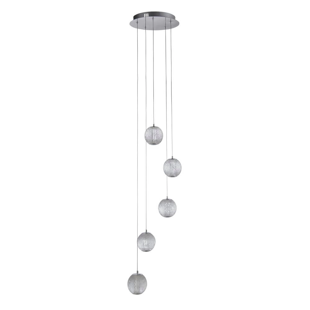 5-lichts hanglamp Allure chroom rond
