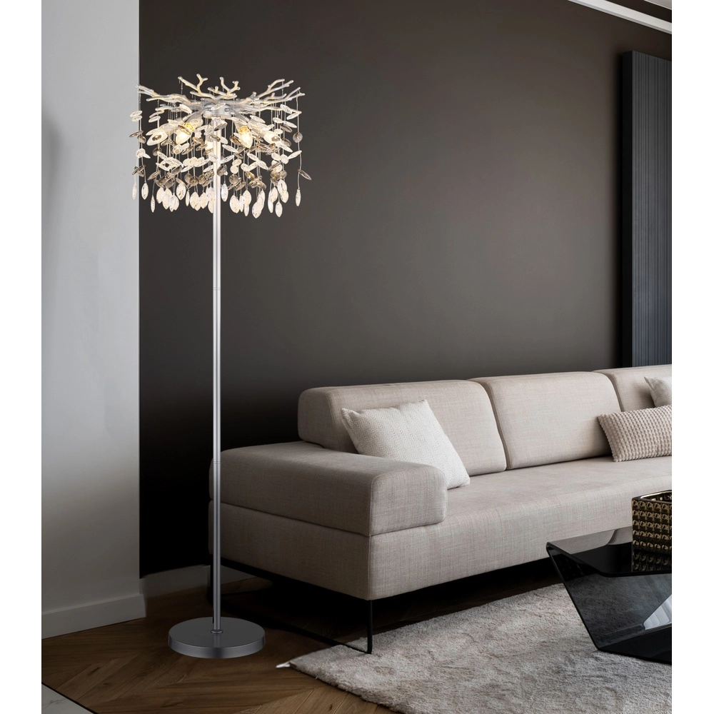 Vloerlamp Queena zilvergrijs Ø 46cm Globo 9007371531684