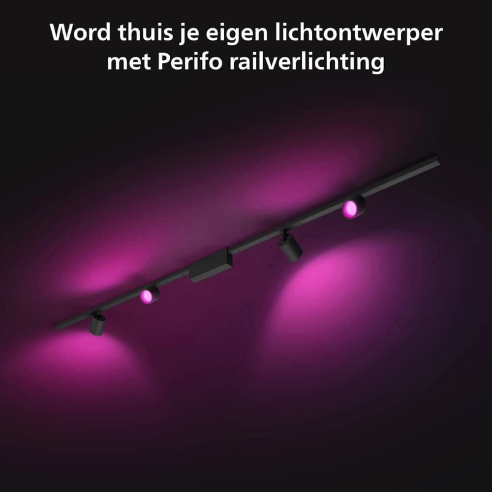 Hue Perifo - White and color set van 4 spots zwart Philips 8719514407763