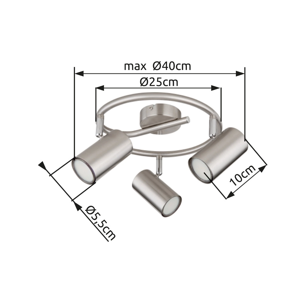 3-lichts plafondlamp Allvi nikkel Globo 9007371445776