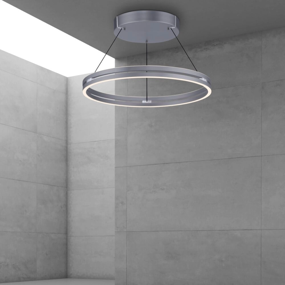 Strakke hanglamp Pure E-Loop grijs Ø 70cm Paul Neuhaus 4012248372289