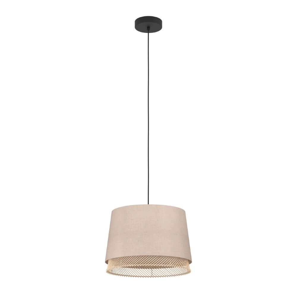 Hanglamp Tabley Ø 38cm - linnen met rotan