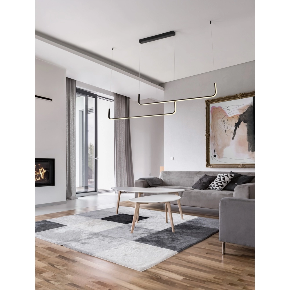 Strakke hanglamp Strita zwart dubbel 3000K Lyora 5212017448392