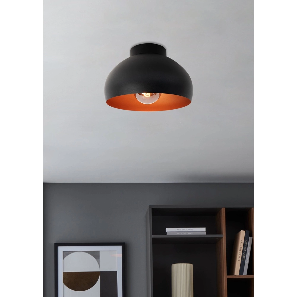 Zwart met koper plafonnière Mogano 2 Ø 17,5cm Eglo 9008606244607