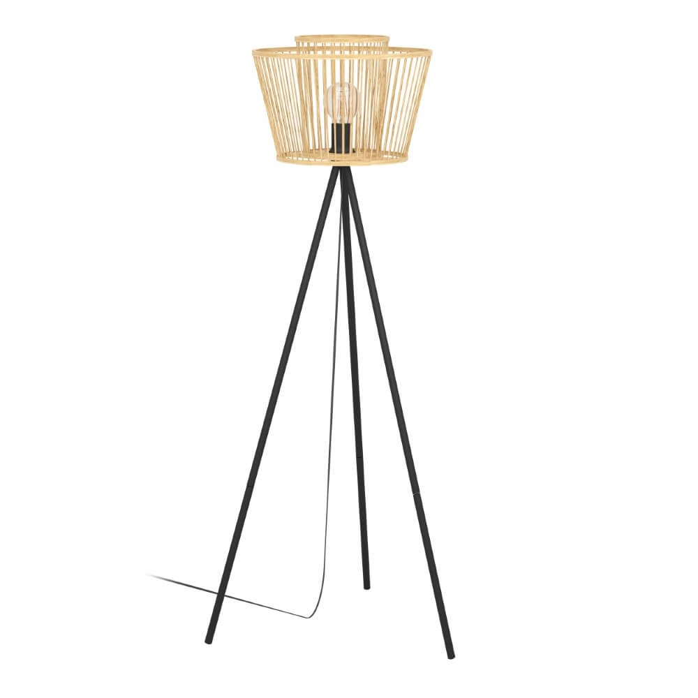 Houten vloerlamp Hykeham 129,5cm hoog
