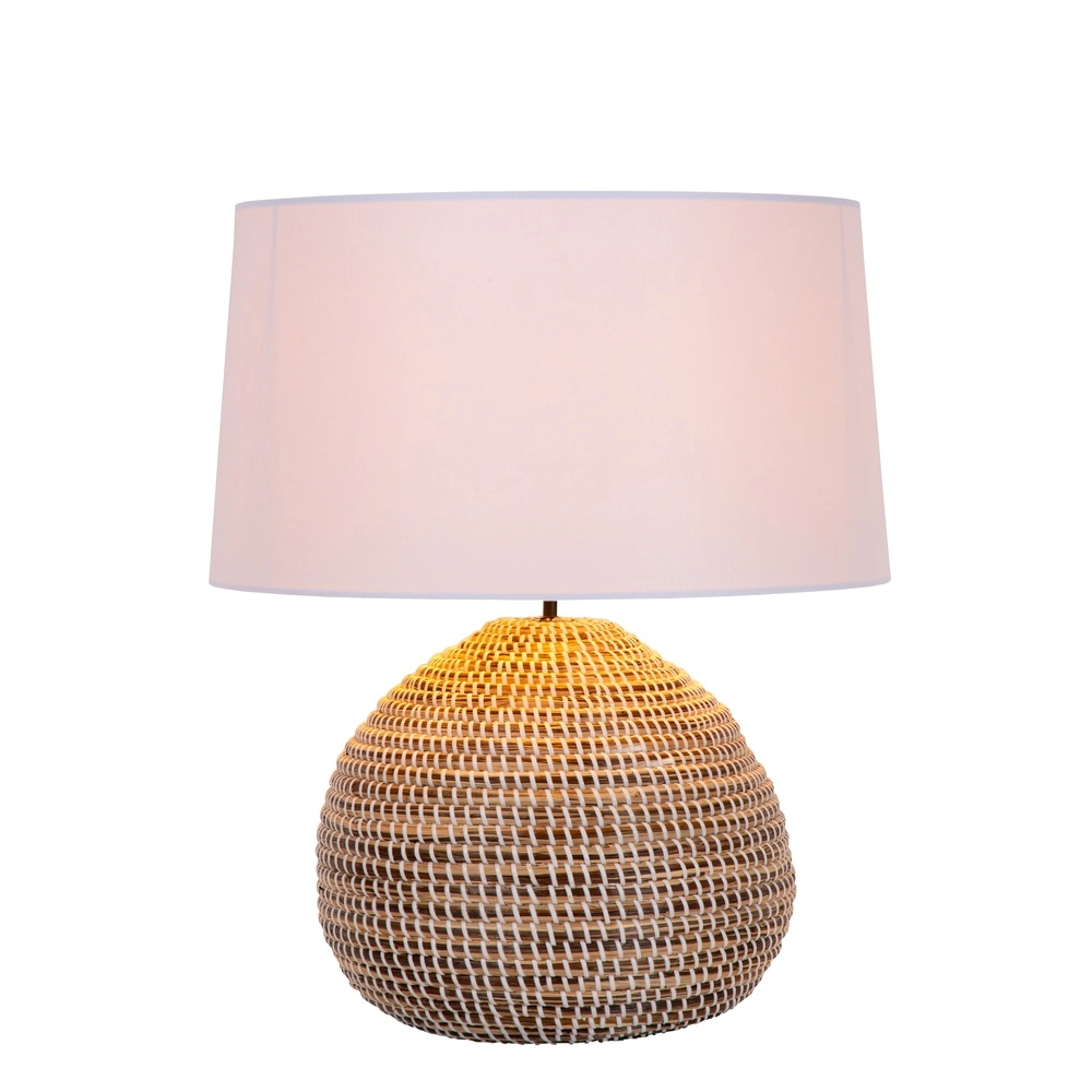 Zeegras schemerlamp Maduka Ø 45cm - bruin met witte kap