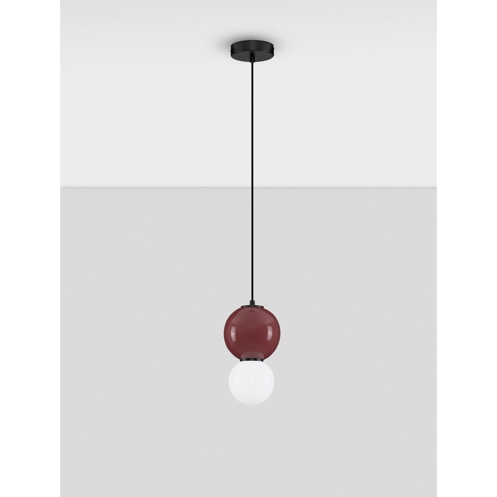 Hanglamp Noesis Ø 15cm bordeaux rood met wit Lyora 5212017483706