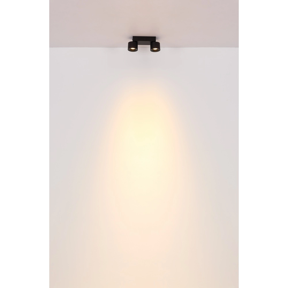 Strakke plafondlamp Rae 2-lichts zwart Globo 9007371447640