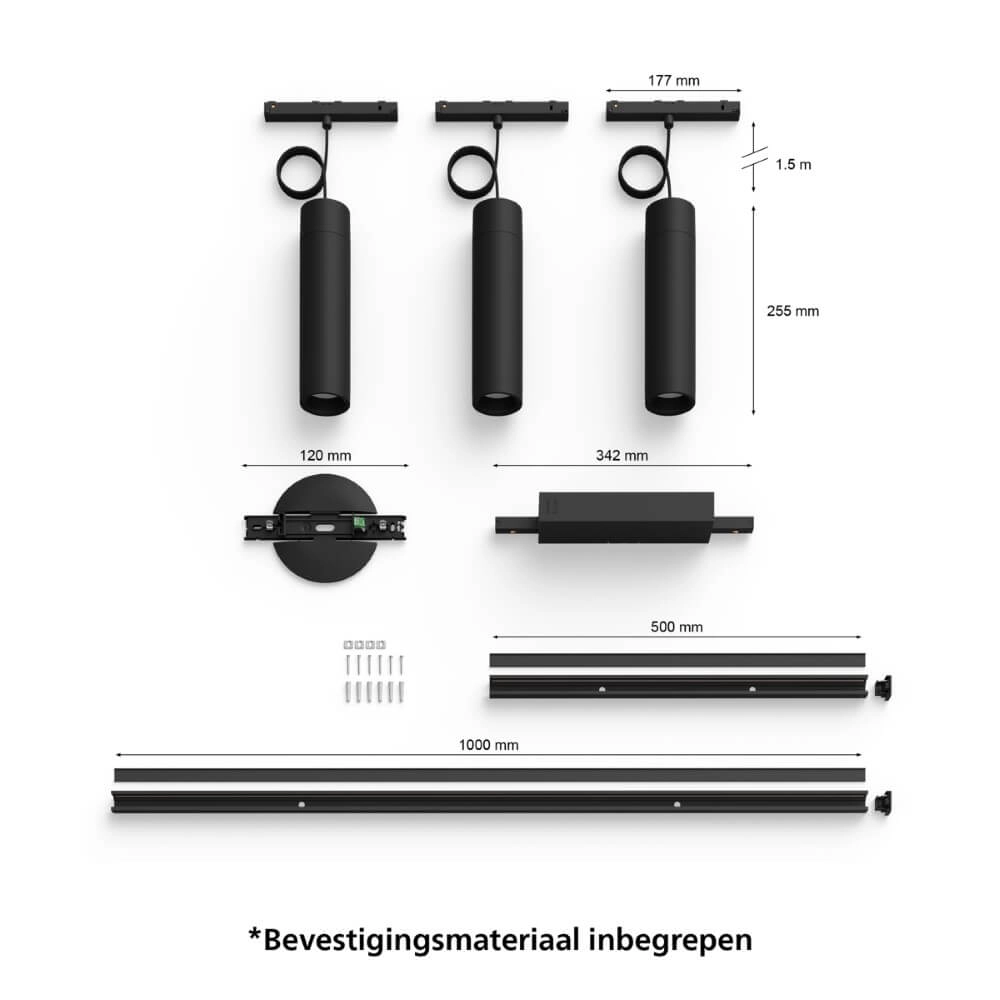 Hue Perifo - White and color set van 3 hanglampen zwart Philips 8719514407725
